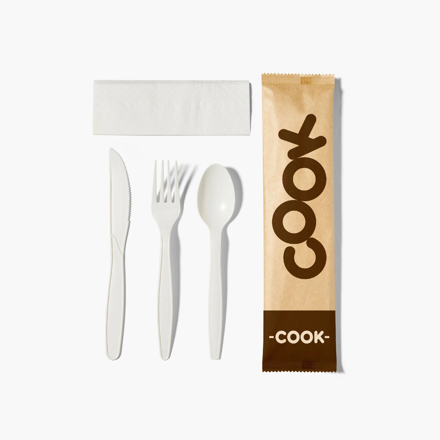 Custom Kraft Cutlery Set (Spoon, Fork, Knife, Napkin) Wholesale