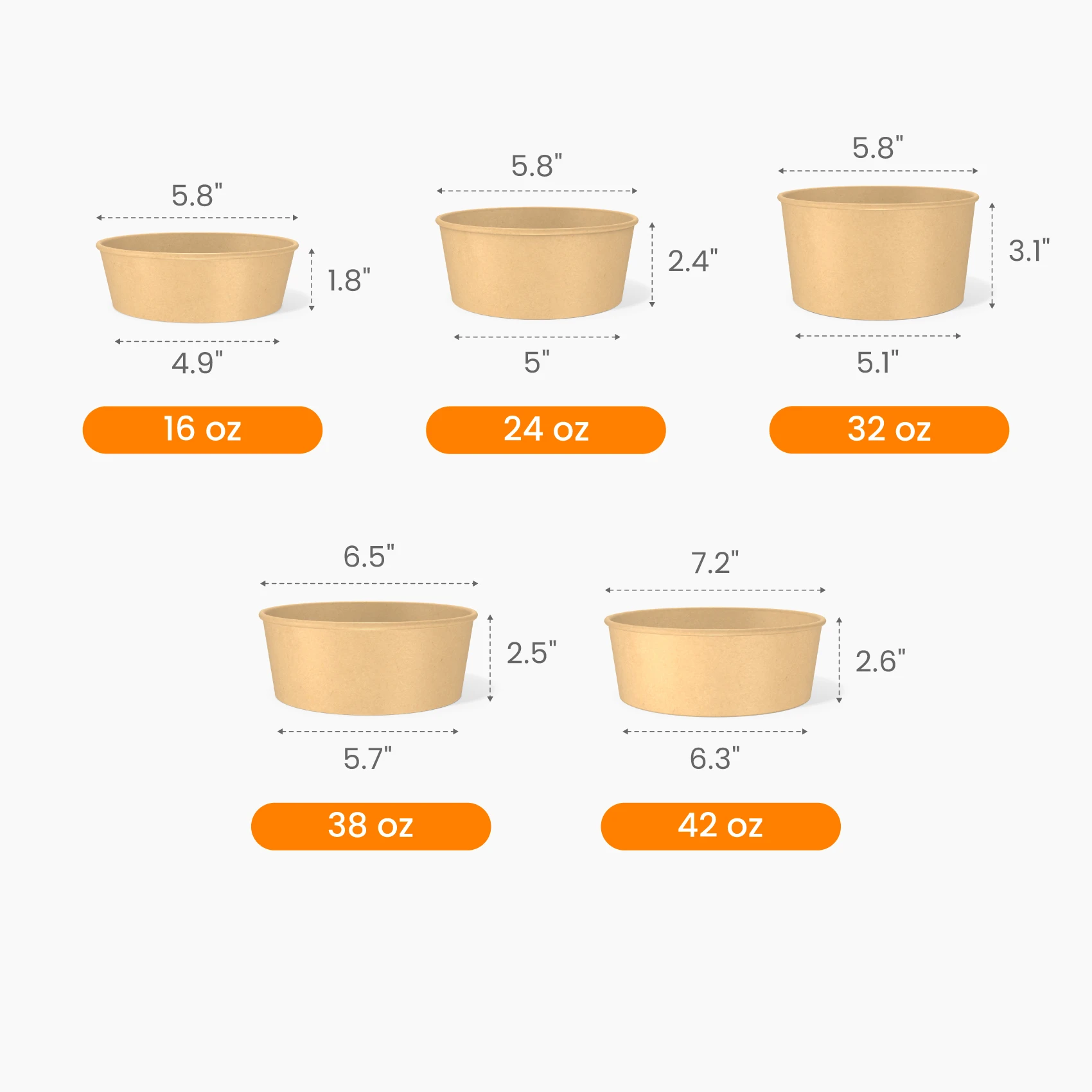 Wide Kraft Paper Bowl Size