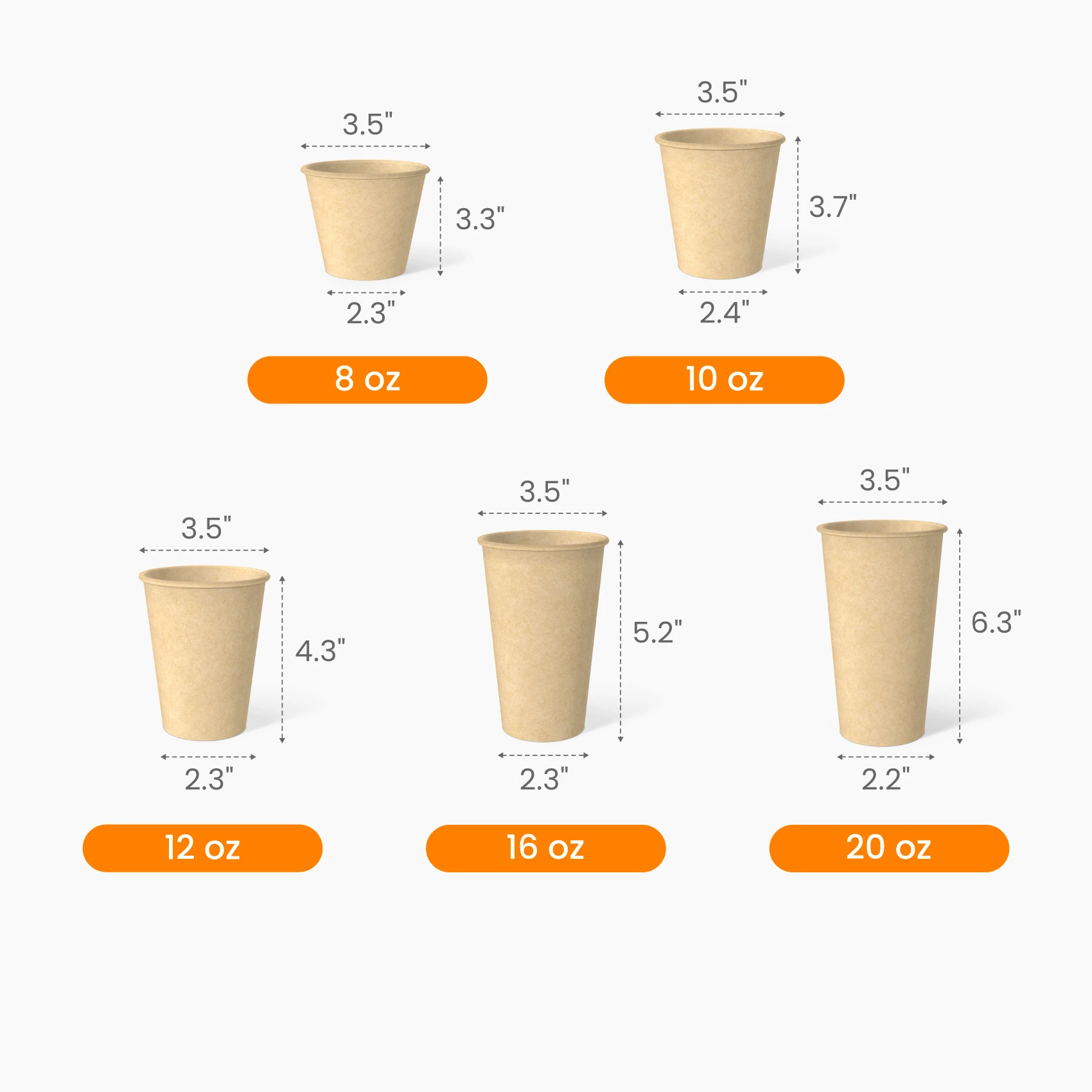 Kraft Paper Hot Cup Size