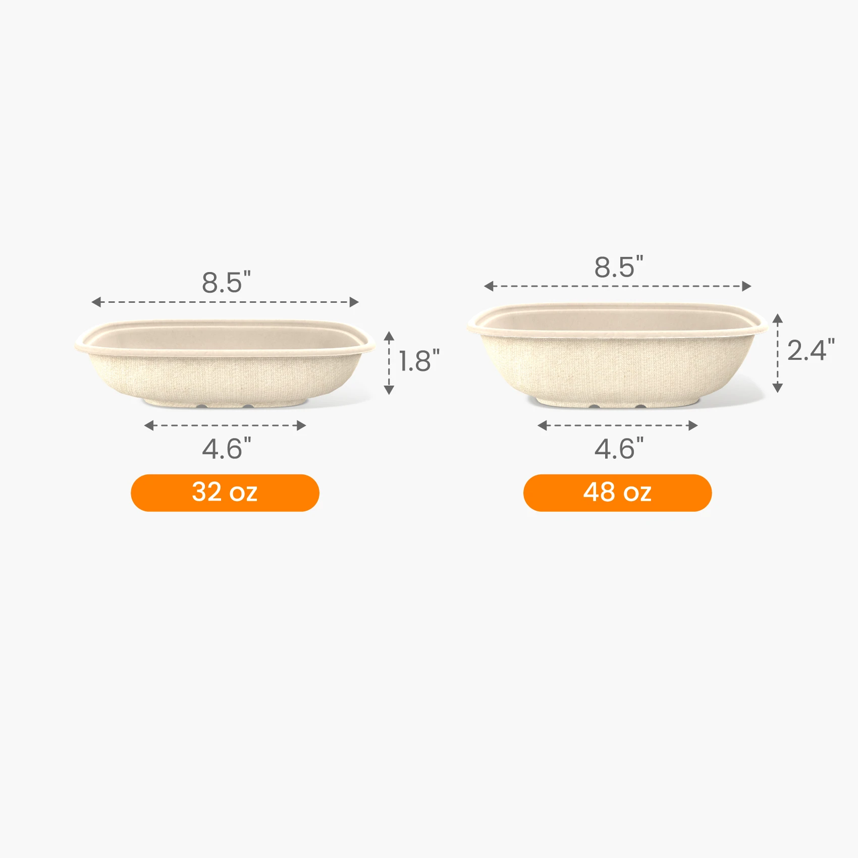Square Fiber Bowl Size