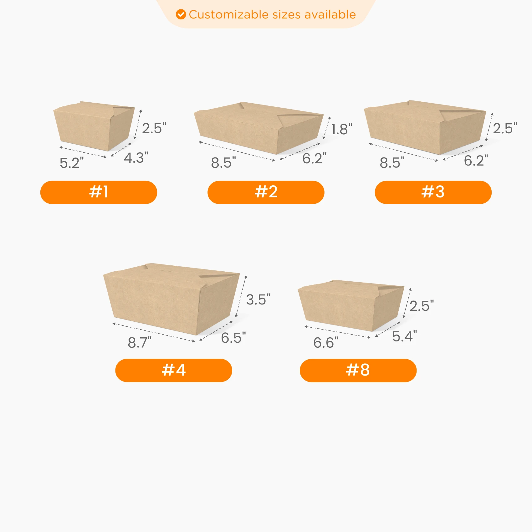 Kraft Paper Take-Out Box Size